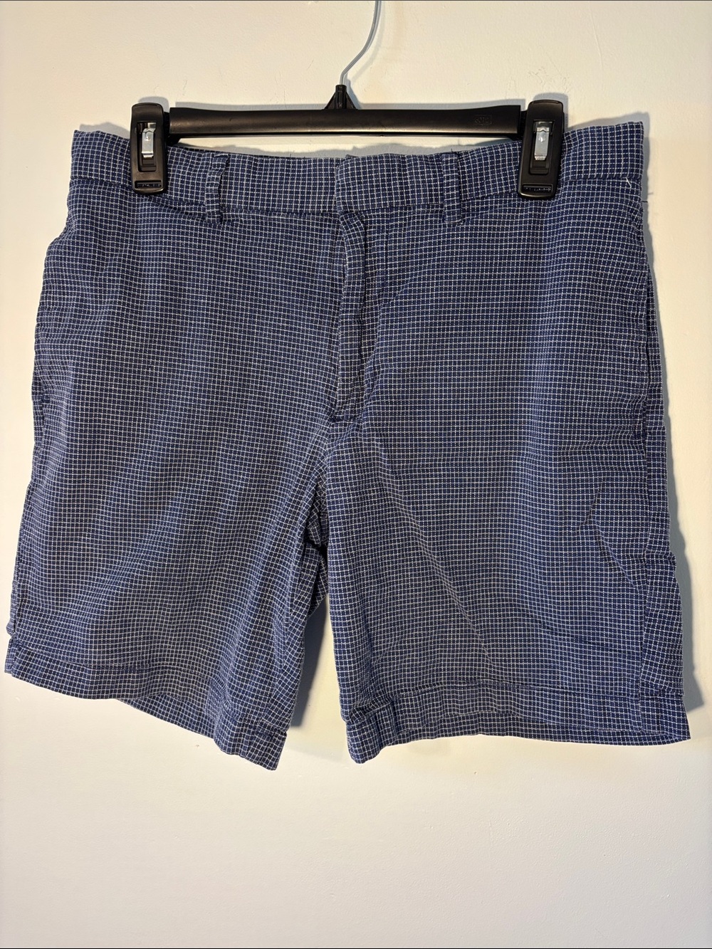 Banana Republic Navy Micro-Check Flat Front Shorts